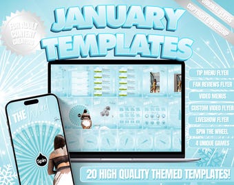 20 OnlyFans January Themed Templates, OnlyFans New Years Templates, OnlyFans Games, OnlyFans Menus, NYE Ball Drop, Spin the Bottle & More!