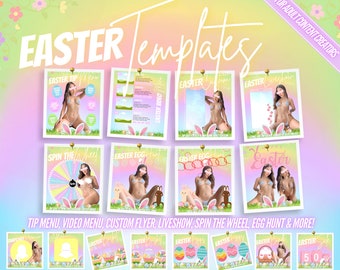 16 OnlyFans Easter Themed Template Bundle, 8 Easter Full Templates + 8 Easter Tip Games, Easter Spin The Wheel, Easter Video Menu & More!