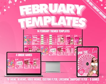14 OnlyFans February Themed Templates, Valentine's Day Templates, Tip Menu, Video Menus, Valentine's Day Games, Spin The Wheel & More!
