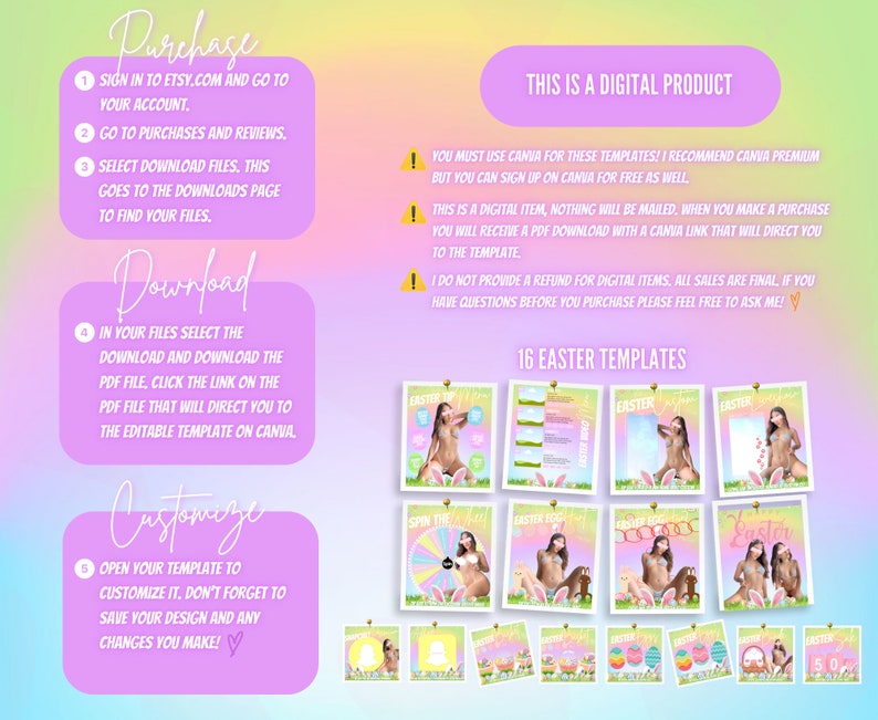 16 OnlyFans Easter Themed Template Bundle, 8 Easter Full Templates 8 Easter Tip Games, Easter Spin The Wheel, Easter Video Menu & More image 2