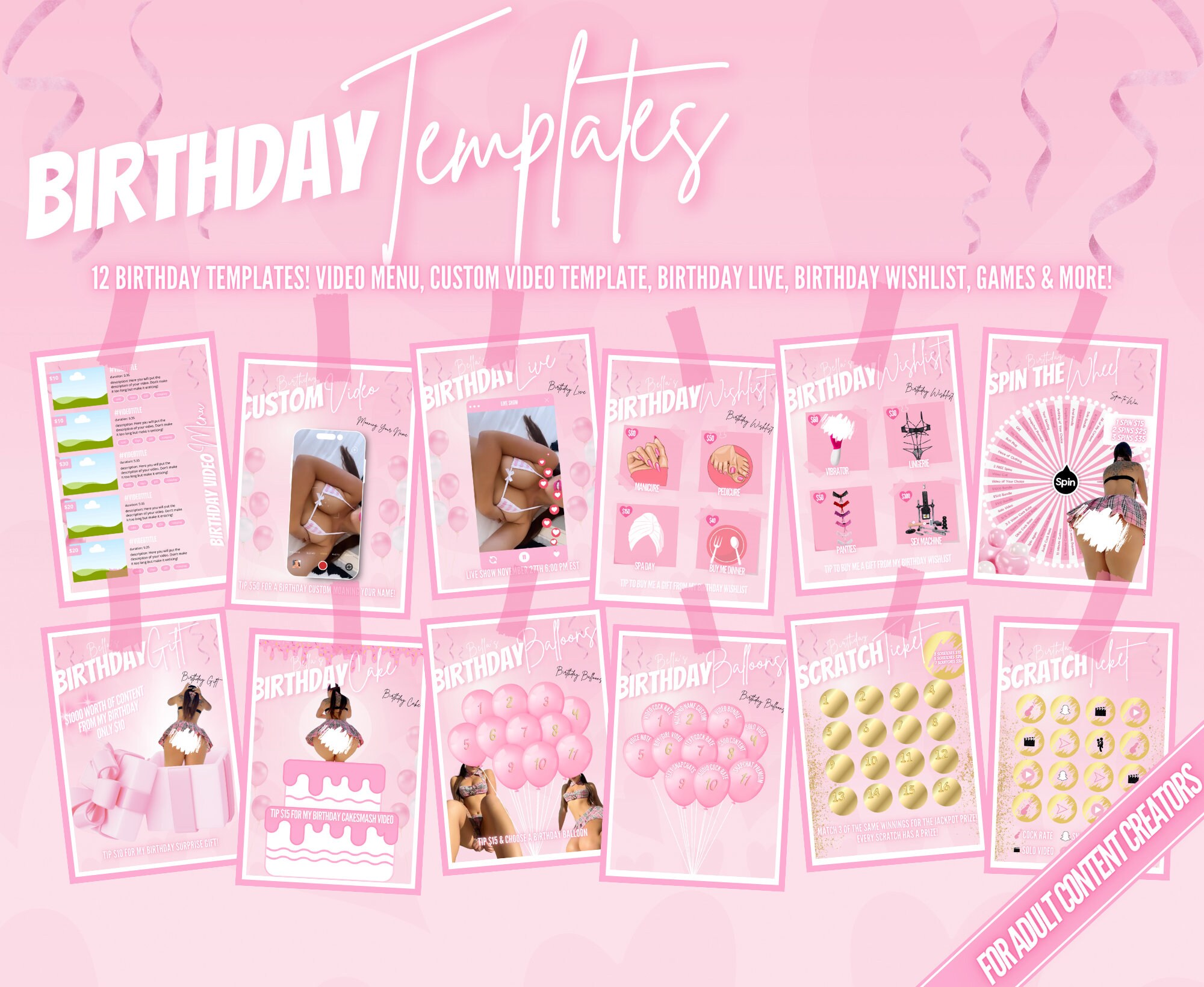 12 Onlyfans Birthday Templates, Birthday Video Menu, Birthday Live