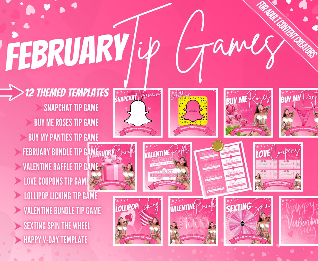 12 Onlyfans February Tip Game Templates, Valentine's Day Tip Games