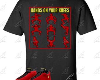 Shirt To Match Jordan 14 FERRARI/Red, Graphic Tee,Best Gift,Birthday,Sneaker Match,Mens Shirt,AJ14s,Adults & Kid,Mens Clothes,Hands on Knees