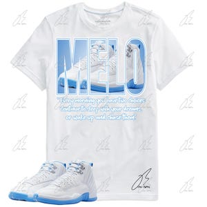 Shirt To Match Jordan 12 Melo/Blue, Graphic Tee,Best Gift,Birthday,Sneaker Match,Mens Shirt,AJ12s,Adults & Kid,Mens Clothes,UNC,Melo 12s