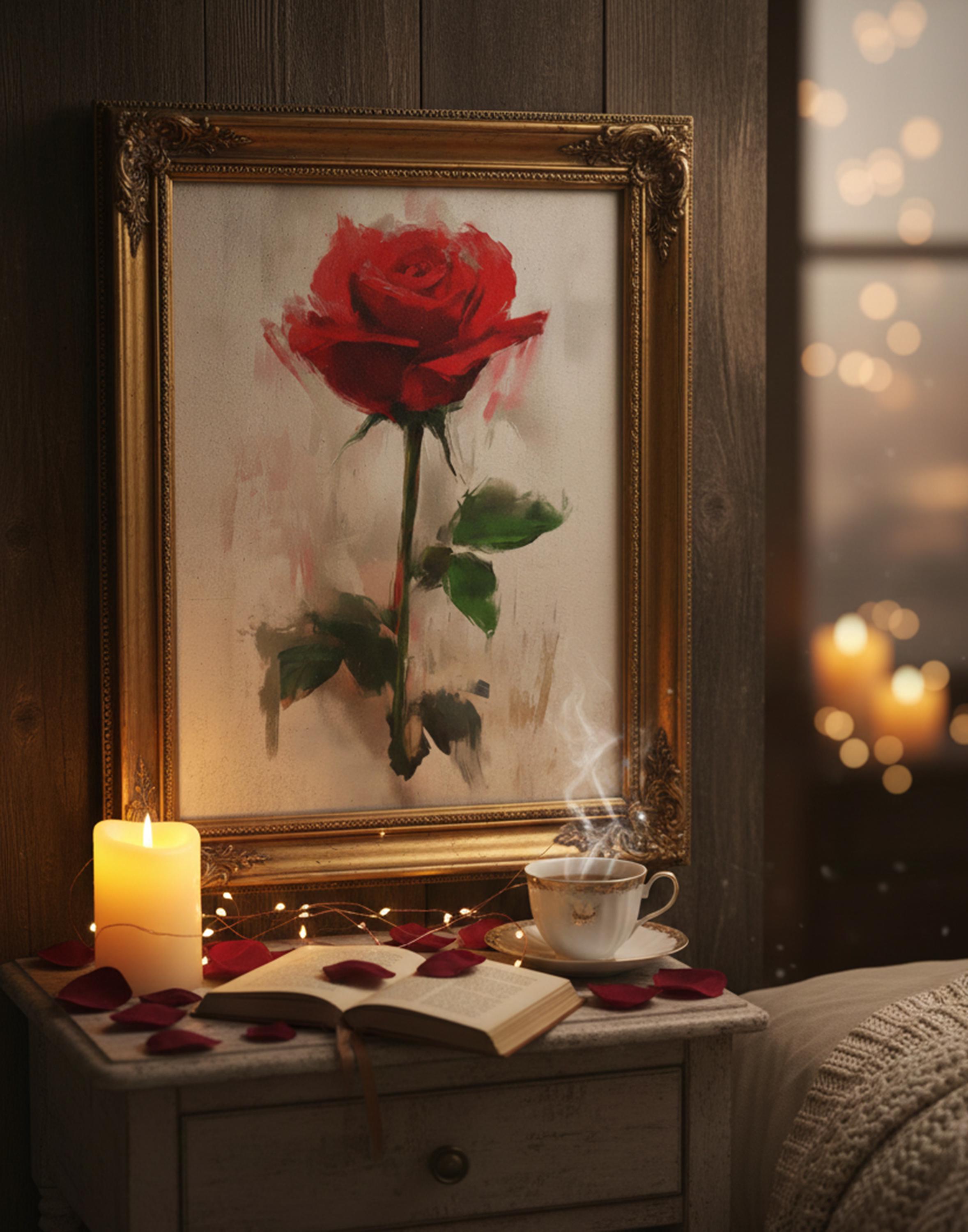 Red Rose Wall Art Printable, Romantic Valentine’s Day Art, Minimal ...