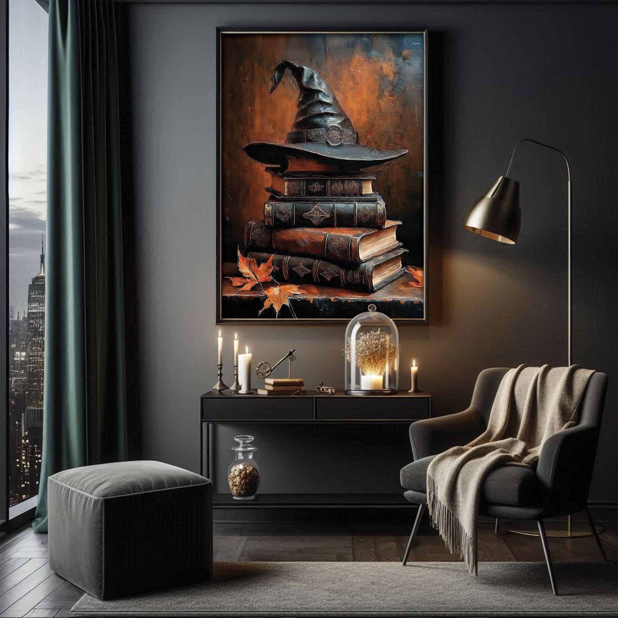 Mystical Digital Artwork Featuring a Witch Hat and Spell Books. Perfect ...