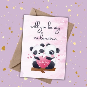 Carte imprimable Serez-vous ma Saint-Valentin Couple de pandas mignons Carte de voeux Saint-Valentin pour lui/elle Cadeau Saint-Valentin Impression numérique