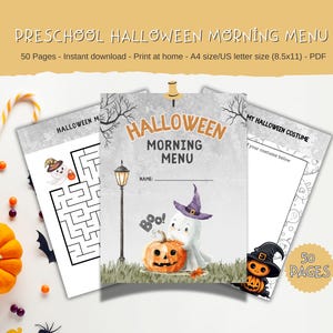 Preschool Morning Menu Printable Halloween Preschool Worksheets Halloween Homeschool Menu Homeschool Resources