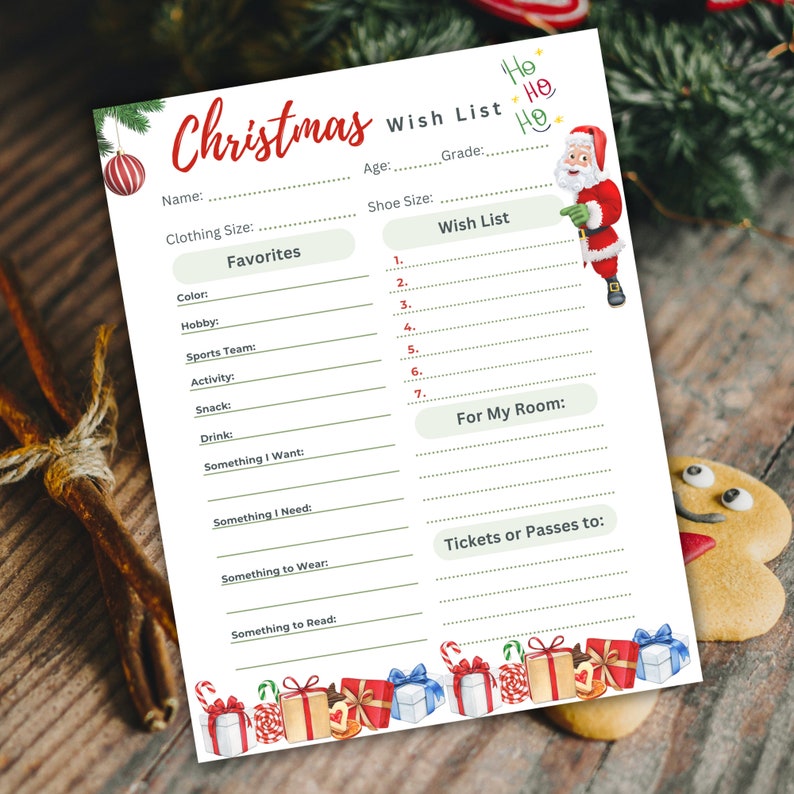 Christmas Wish List Printable Kids Christmas Wish List Xmas - Etsy