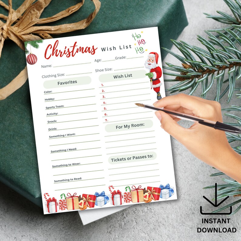Christmas Wish List Printable Kids Christmas Wish List Xmas - Etsy