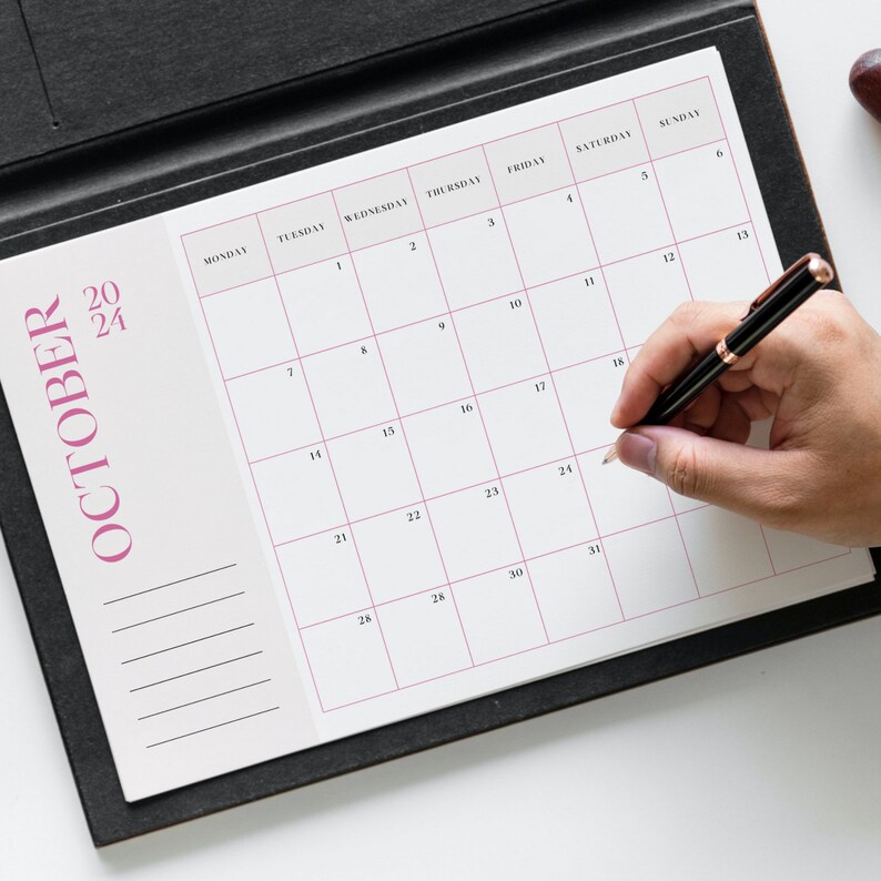 Printable Calendar 2024, Monthly Planner 2024, Horizontal US Letter