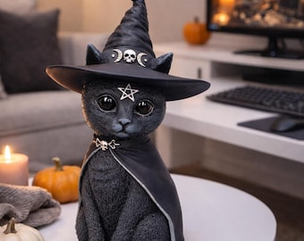 Sleeping Cat STL File | 3D Printable Cat Figurine | Witchy Black