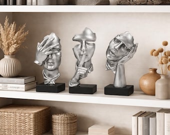 Abstract Face Sculpture Set STL | 3D Printable Minimalist Art Bust (Digital Download)