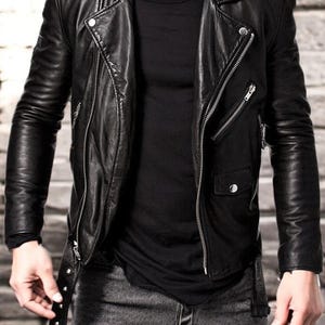 Men's Handmade Slim Fit Motorcycle Black Leather Jacket | Men Motorcycle Biker Style Classic Leather Jacket | Black Party Jacket
