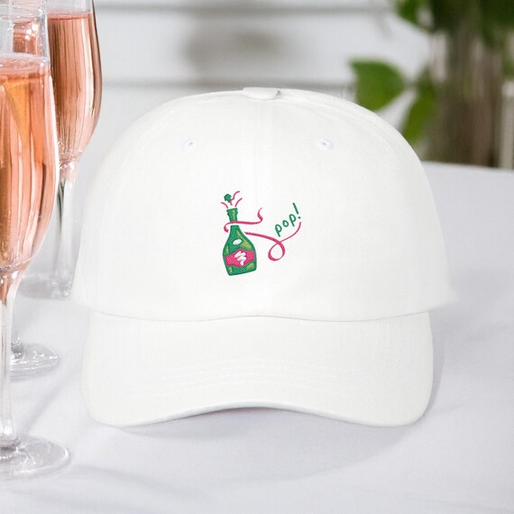 Champagne Bottle Dad Hat: Pop Art Graphic, Wine Lover Gift 
