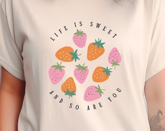Aardbei shirt aardbei t-shirt aardbei kleding aardbei top tuin shirt esthetische kleding cottagecore kleding botanisch shirt