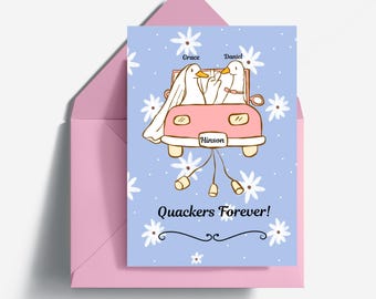 Personalized Quackers Forever! Wedding-Congratulations Card for Bride and Groom | Wedding Cards | Wedding Gifts