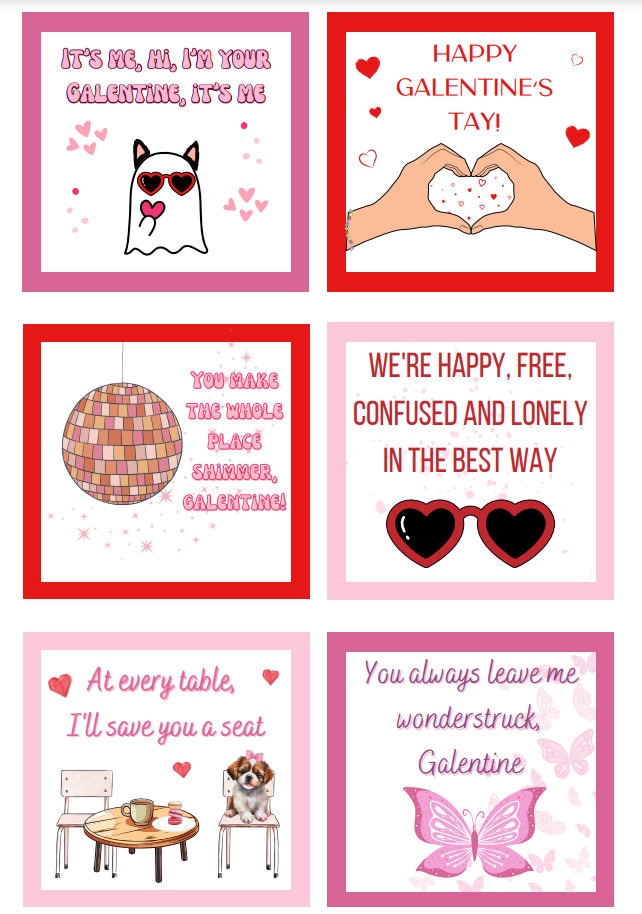 Printable Galentine Cards Taylor Inspired Galentine's Day Instant ...