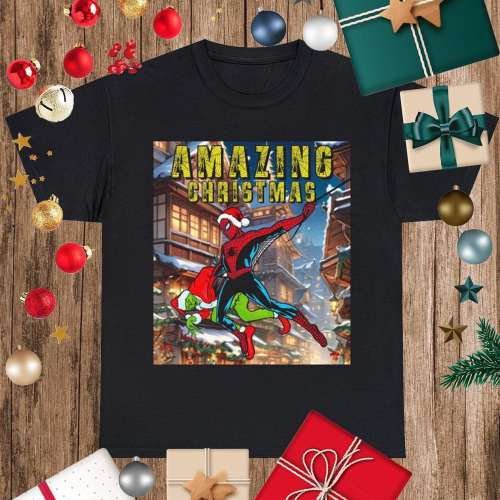 Spiderman Shirt Marvel Shirt Comic Shirt Spiderman Christmas Shirt Grinch Shirt Christmas Grinch Christmas Shirt