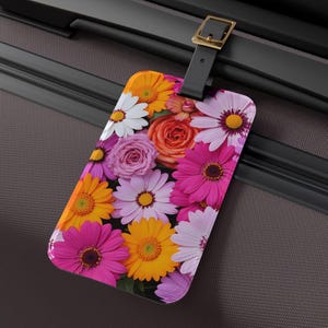 Floral Luggage Tag Flowerful Travel Accessory Personalized Bag Tag Gift for Her Vacation Must Have for Travelers Summerful Vibe Flower Lover