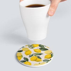 Lemon-Themed Ceramic Coaster Fresh Citrus Decore forHome Lemon Kitchendecore Kitchen Gift SummerParty Essential Eco-Friendly Coaster Decorer