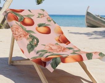 Handtuch Strand Pfirsich Towel Obst Print Französisches Land Blumen Pool Handtuch Sommer Reise Accessoire Pink Pfirsich Badetuch Einzigartiges Geschenk für Sie