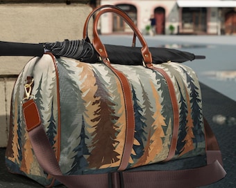 Weekender Travel Bag Forest Duffle Bag Woodland Trees Overnight Bag Mountain Lodge Cabin Travel Gift Nature Lover