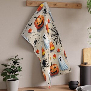 Halloween keukenhanddoek Ghost pompoen snoep maïs spinnenweb vaatdoek Halloween Home Decor Spooky theedoek herfst vakantie decor herfst cadeau