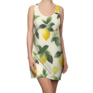 SpringDress Lemon Print Dress Summer Tank Dress Sleeveless Dress Beach Wearing Brunch Lounging Vacation-Style Casual Wear Giftfor Her