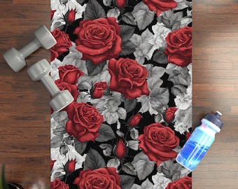 Floral Rubber Yoga Mat Rose Toile Design Fitness Gift for Her Home Workout Essential Yoga Lovers Accessory Self-Care Must-Have Pilates Mat