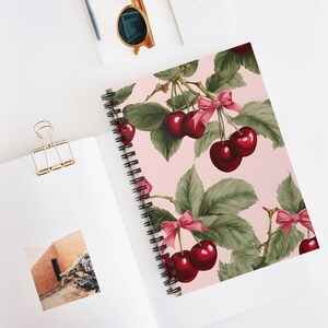 Coquette Cherrie and Cherry Blossom Spiral Notebook - Cute Giftfor Students Floral Note-taking Perfectfor School Pink Notebook Gifte