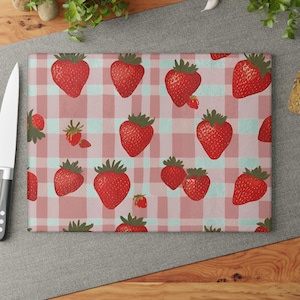 Strawberry Glass Cutting Board Strawberry Kitchen Decore Glass Cuttingboard Gifte Perfect Giftfor Foodie Strawberry Lover&#39;s Gift
