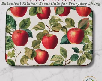 Vintage Apple Dish Drying Mat Farmhouse Kitchen Decor Botanical Orchard Counter Drying Mat French Country Kitchen Gift