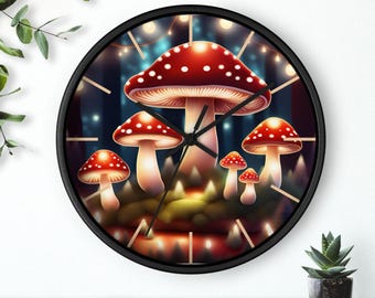 きのこの壁掛け時計：気まぐれなボヘミアン風インテリア - Etsy 日本