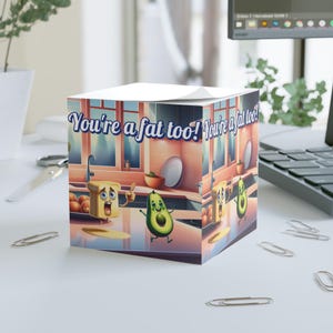 Notecube ポスト スティッキーノート 面白いバターとアボカドのデザイン、キッチンとレストランのユーモア、文房具、デスク装飾、オフィスギフト、ペーパーオーガナイザー