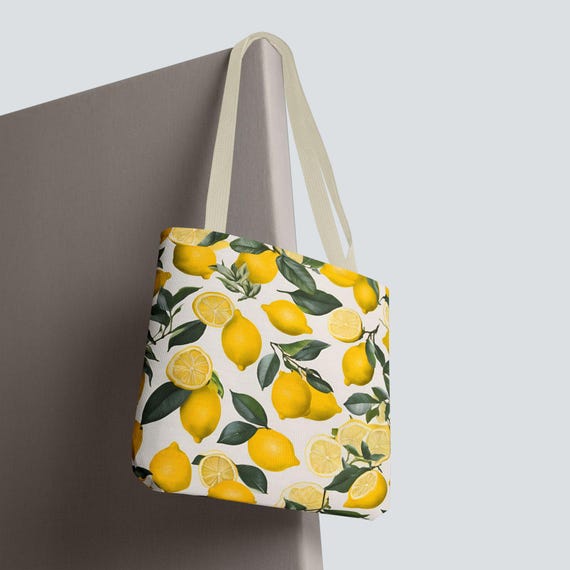 Lemon Print Tote Bag Lemon Frenchtoile Pattern Eco-friendly
