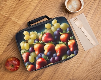 Colorful Fruit Lunch Bag - Lunchtote Lunchbag Gifte Insulated Tote for Kids, School, Picnics, Beach, Eco-Friendly Design, Fun Food Storage