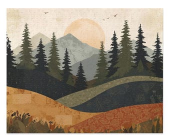 Jigsaw Puzzle Mountain Landscape Pine Forest Nature Puzzle for Adults Puzzle Gifts Woodland Mountain Art