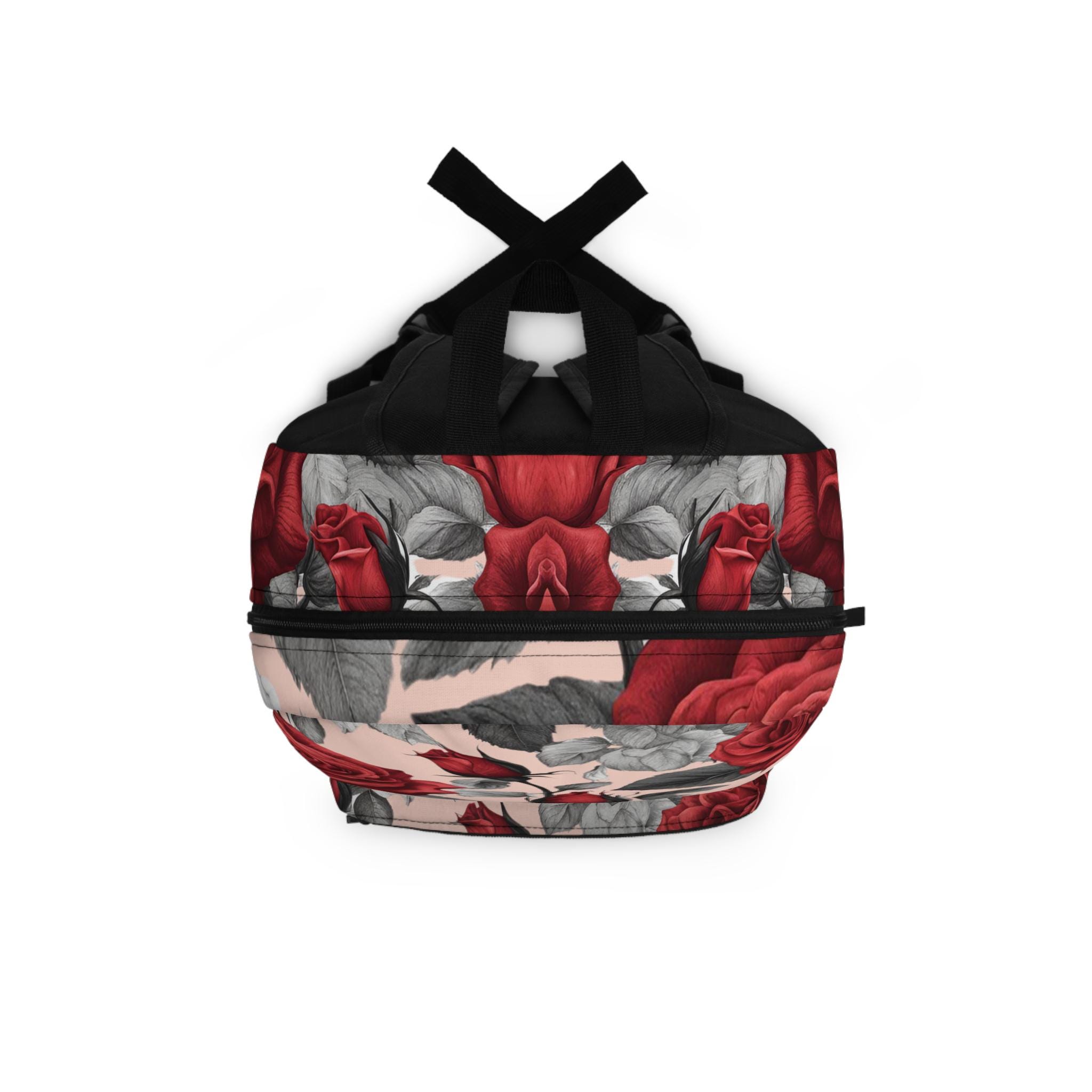 Red Roses Backpack Backpack Red Rose Floral Print Stylish School Bag Vintage Inspired ...