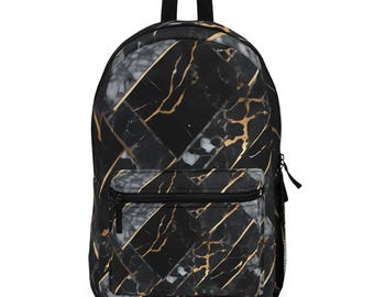 Black Marble Backpack Gold Vein Laptop Backpack Luxury School Bag Modern Travel Backpack College Book Bag Gift