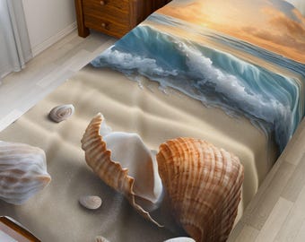 Fluwelen Pluche Deken Ocean Breeze Coastal Decor Nautisch Strand Scène Beddengoed Rustgevende Sea Wave Gooi Voor Ontspanning en Thuis