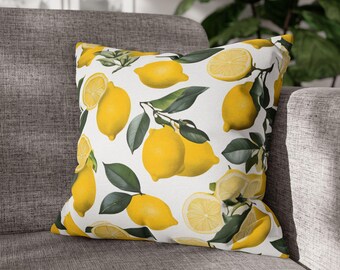 Lemon Pillow Cover Botanical Citrus Pillow Case Yellow Lemon Decor Kitchen Pillow Cover Fruit Home Decor