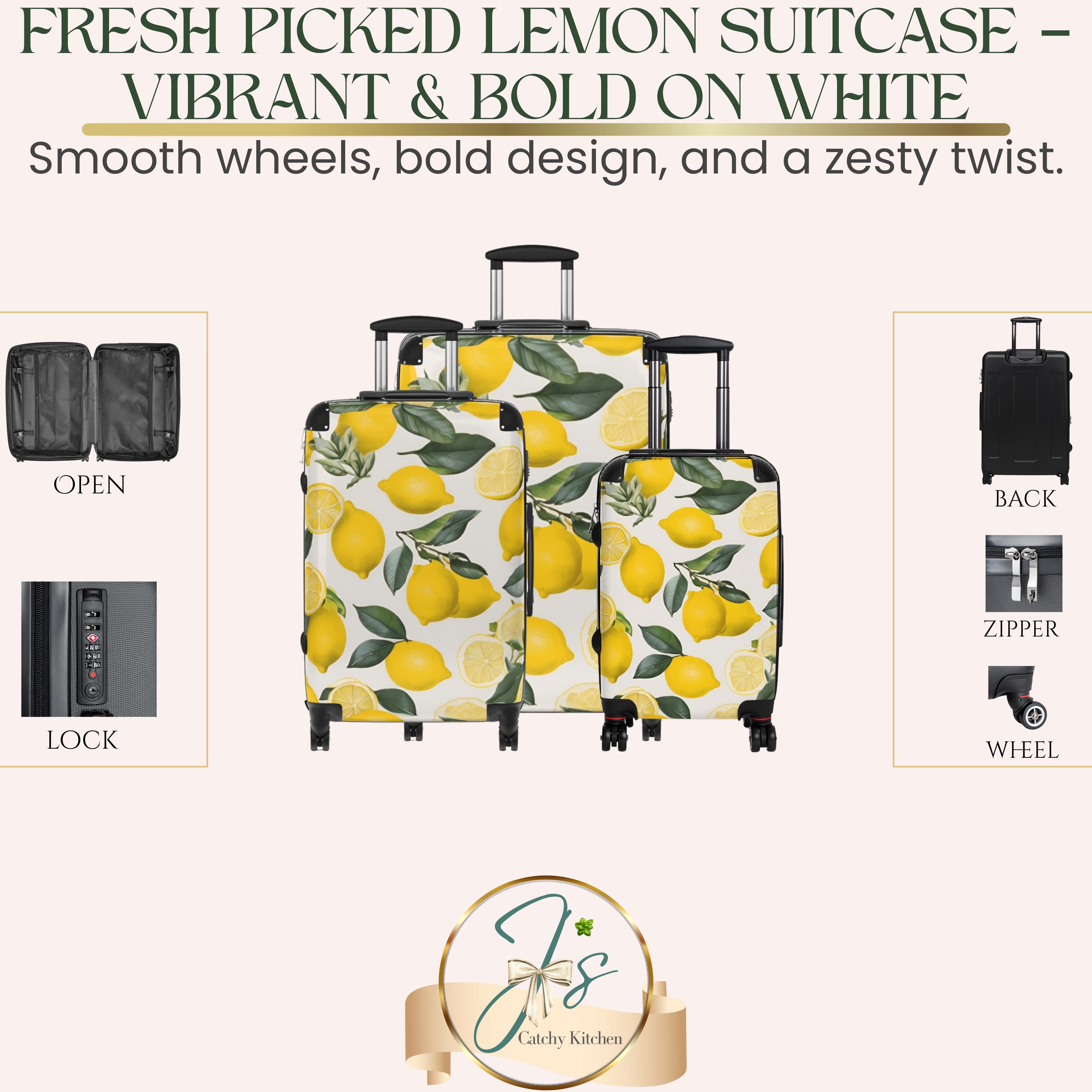 Lemon Print Luggage Suitcase Unique Giftful for Travelers