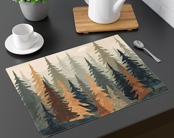 Mountain Lodge Placemat Scenic Forest Table Decor Rustic Cabin Dining Decor Woodland Nature Placemat