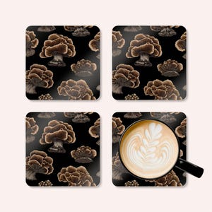 Mushroom Cork Coaster Set of4 Unique Drinkware Mushroom Kitchen Decore Nature Lover Gift Home Decor Eco-Friendly Coasters Bohemian Design