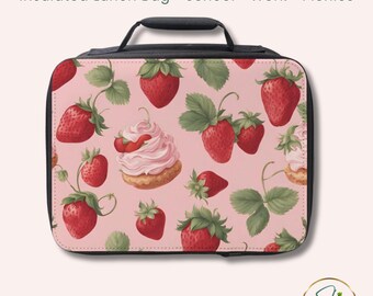 Strawberry Shortcake Lunch Bag Insulated Lunch Tote Cute Pink Strawberry Lunch Box Teacher Gift Work School Picnic