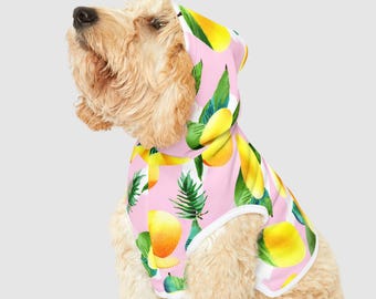 Tropical Mango Pet Hoodie Cute Dog Outfit Summer Fruit Print Apparel For Cats And Dogs Perfect For Vacations And Beach Days Pet Clothes Gift