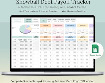 Debt Payoff Spreadsheet, Snowball Debt Tracker, Google Sheets Debt Tracker Template, Debt Payment Planner, Automated Snowball Method Debt