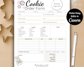 Cupcake Order Form Template | Printable Bakery Order Sheet | Editable ...