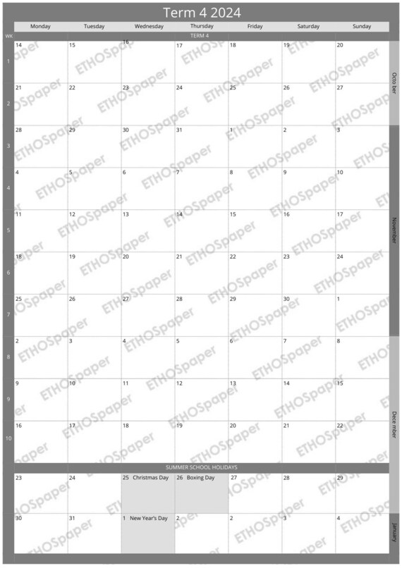 Printable 2024 Term Calendar Term 1 to 4 NSW Public School Holidays  Charcoal - Etsy